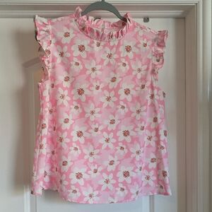 EUC Boutique XL Pink Floral Ruffle Tank Top